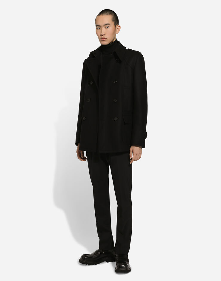Dolce & Gabbana Double-breasted wool-blend pea coat Black G046UTHUMT8