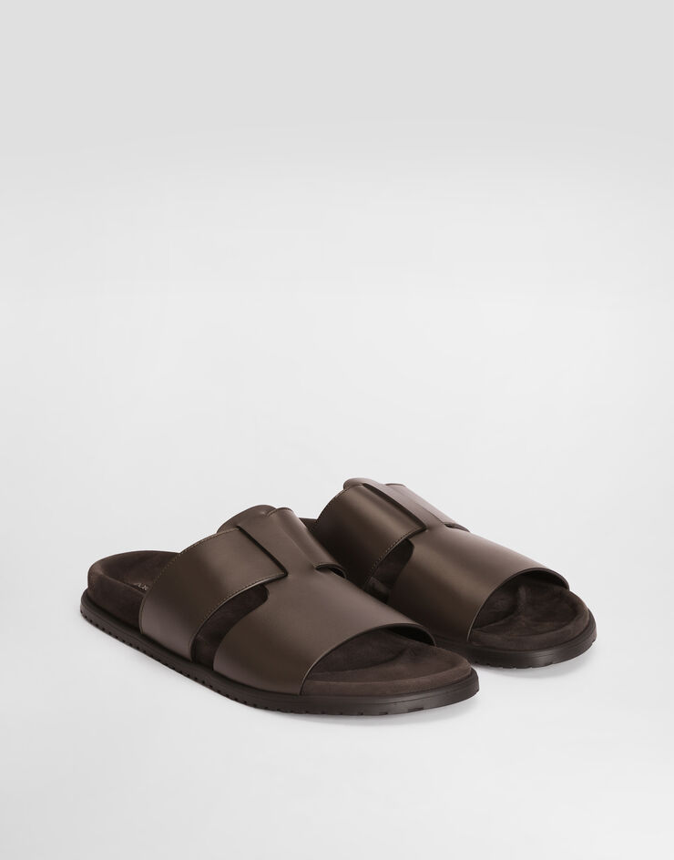 Dolce & Gabbana DG casual calfskin sandals Brown A80570A0118