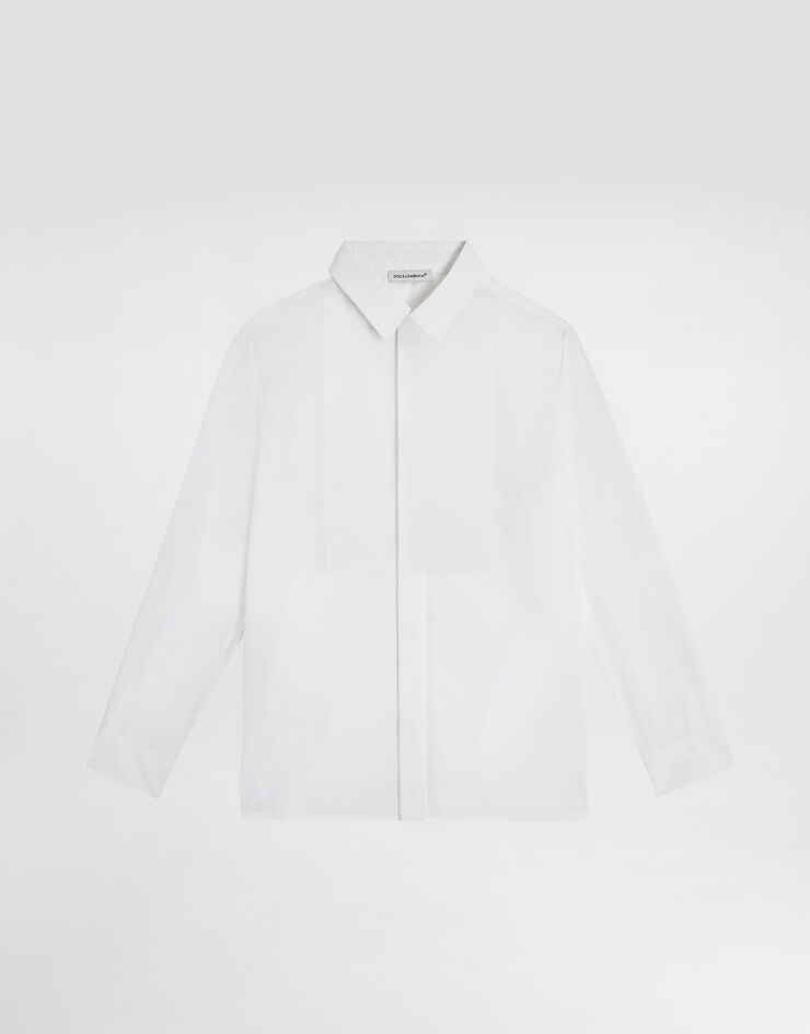 Dolce & Gabbana Jacquardhemd aus Popeline DG-Logo Weiss L44S17FJ5GU