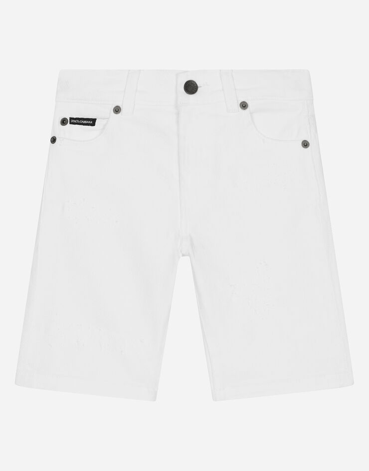 DolceGabbanaSpa 5-pocket denim shorts with logo tag Multicolor L43Q18LDB43