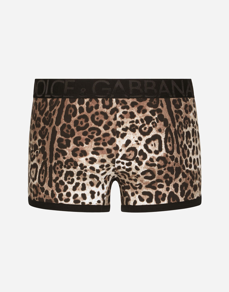 Dolce & Gabbana Boxershorts bi-elastische Baumwolle Leoprint Mehrfarbig M4D19JONO03