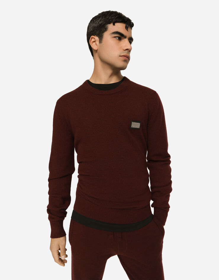 Dolce & Gabbana Wool and cashmere round-neck sweater Bordeaux GXO39TJEMQ4