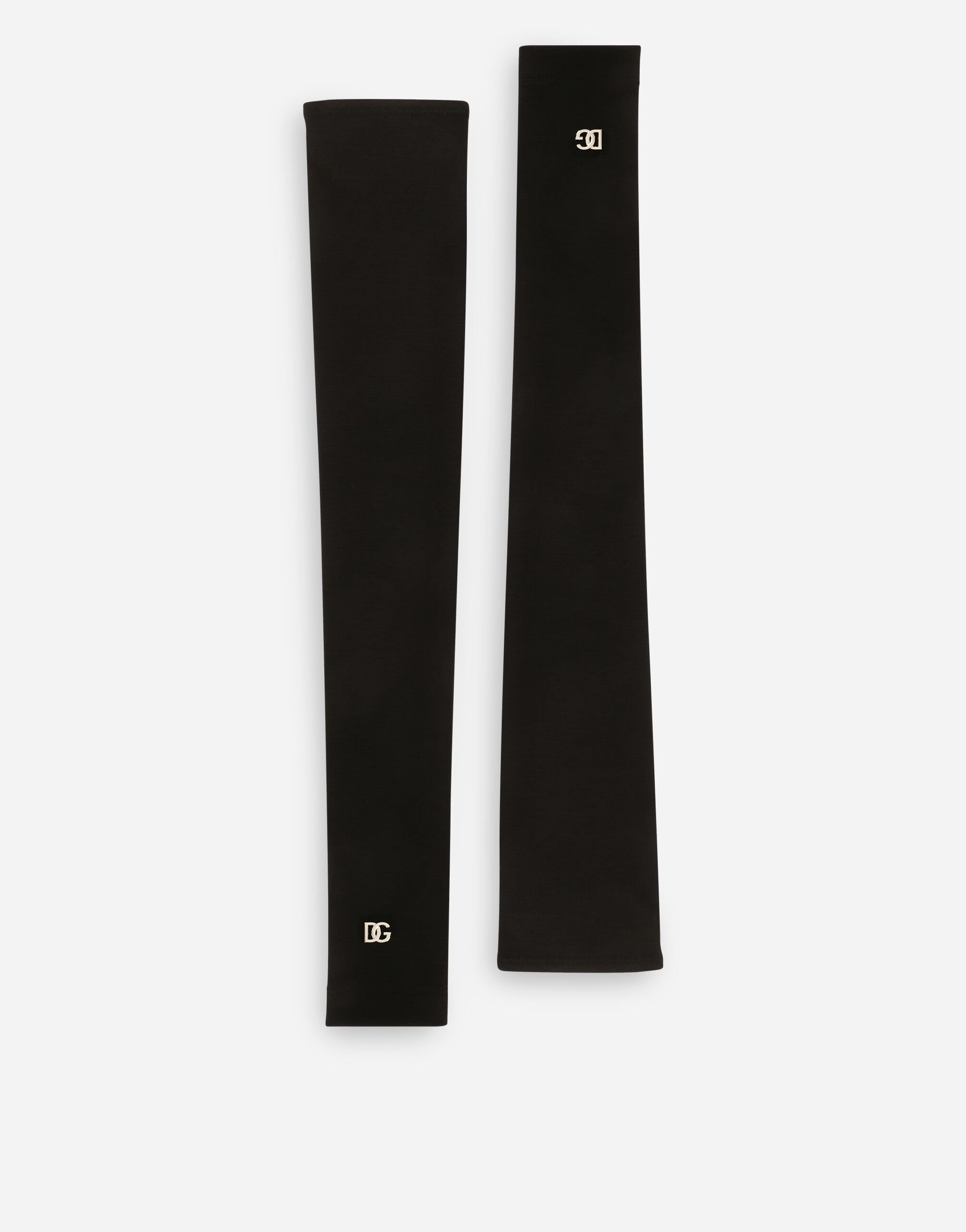 Dolce & Gabbana Long fingerless gloves with DG logo Black FH652AFU2XJ