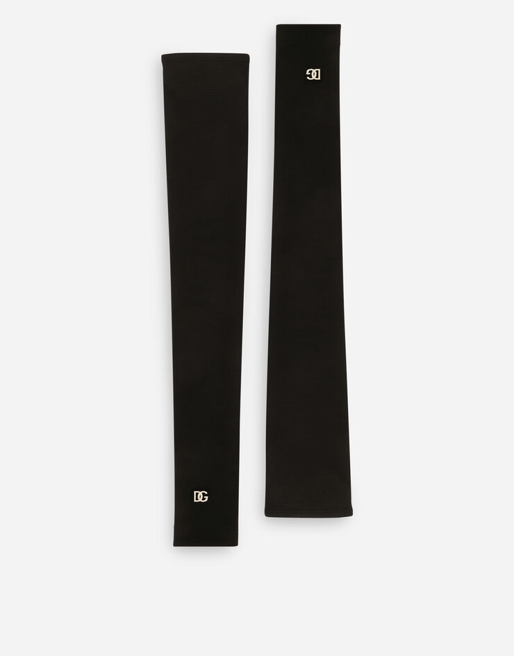 Dolce & Gabbana Long fingerless gloves with DG logo Black FG101AFUGKF