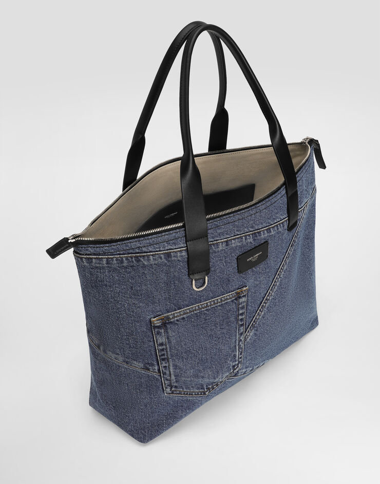 Dolce & Gabbana 丹宁拼饰中号购物袋 蓝 BM2375AQ760