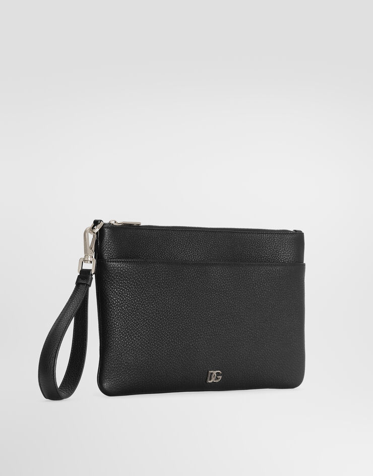 Dolce & Gabbana Calfskin toiletry bag with logo Dolce & Gabbana Calfskin toiletry bag with logo Black BP3294A0370