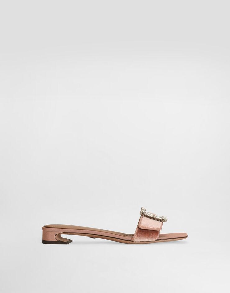 Dolce & Gabbana Mule de terciopelo con hebilla joya Rosa CR1783A9S20