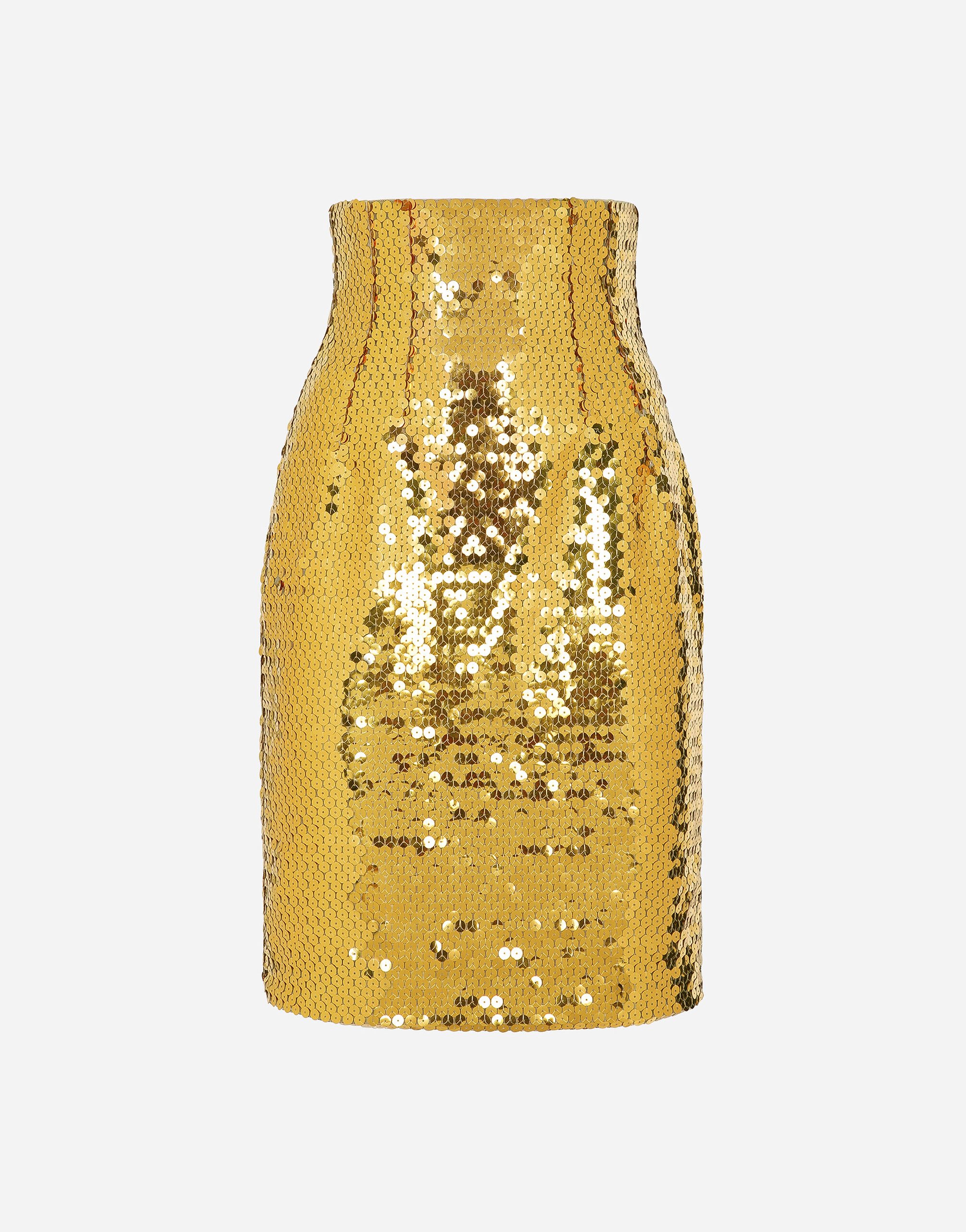 Dolce & Gabbana High-waisted sequined midi skirt Yellow VG4456VP27H