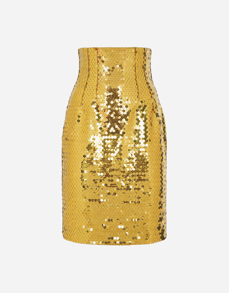 Dolce & Gabbana Falda midi talle alto de lentejuelas Amarillo F4CRETHLMYD