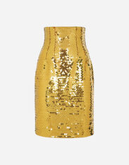Dolce & Gabbana High-waisted sequined midi skirt Yellow F4CRQTFLSJM