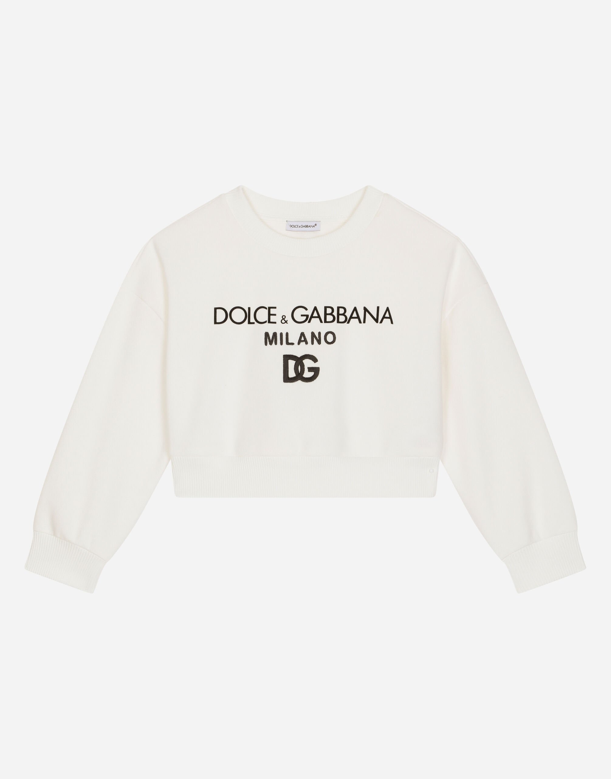 Dolce & Gabbana Jersey round-neck sweatshirt with logo print Blue L44P16LDB17