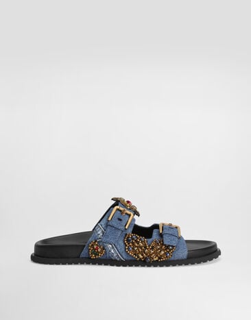 Dolce & Gabbana شبشب دنيم مسطح بتطريز متعدد الألوان CQ0664AN624