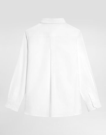 Dolce & Gabbana Camisa de manga larga de popelina con logotipo en jacquard Blanco L43S23FJ5GU