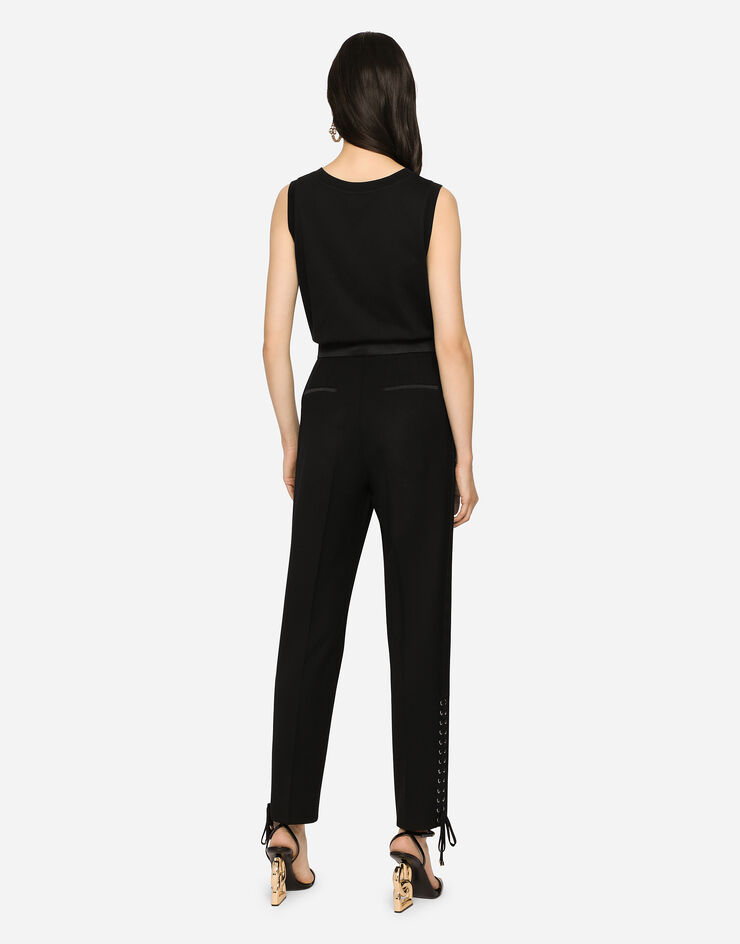 Dolce & Gabbana Pantalones de sarga con cordones Negro FTCEATFUBE7