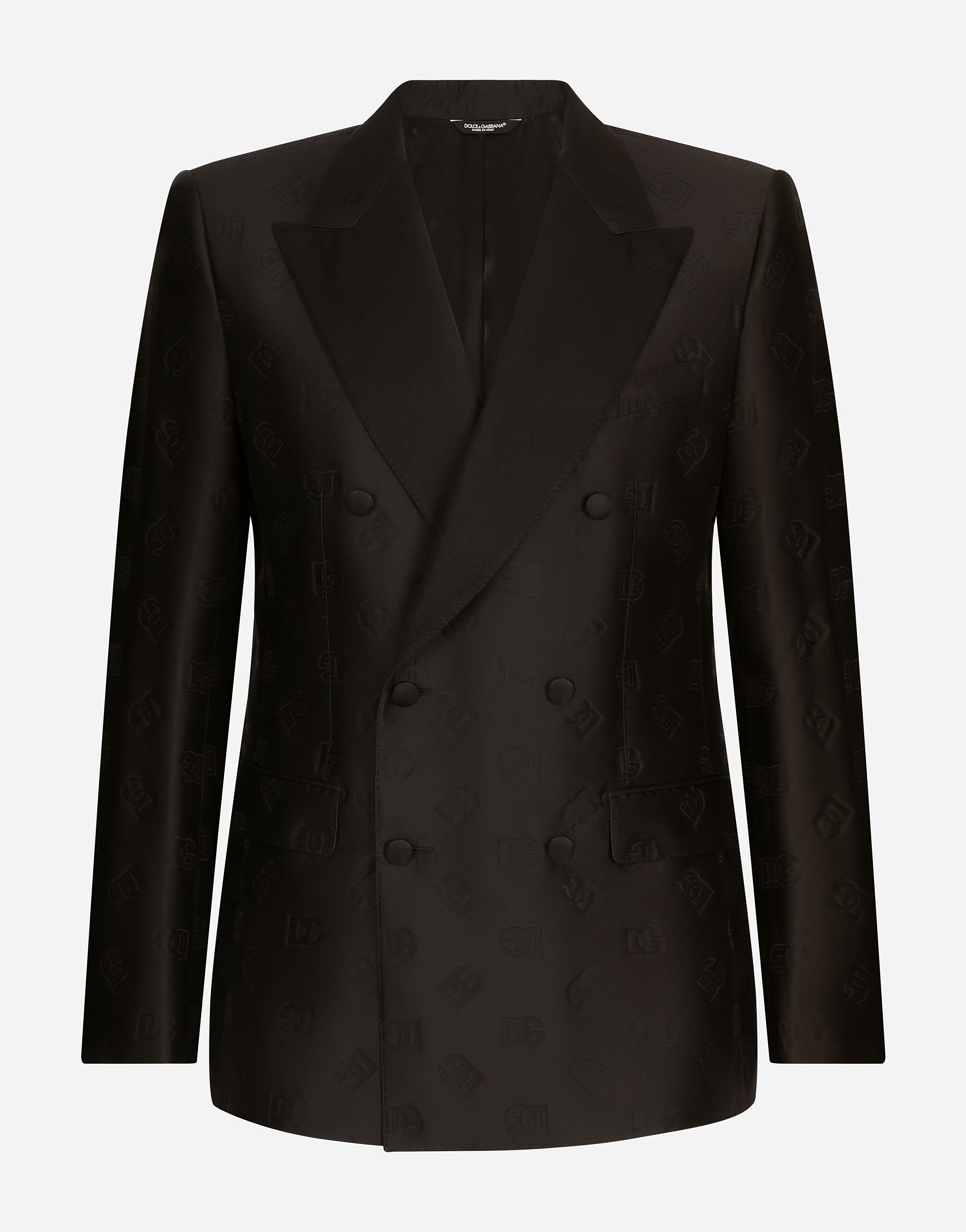 Dolce & Gabbana Double-breasted Sicilia-fit tuxedo suit with DG monogram Grey G2NW1TFU4LB