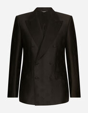 Dolce & Gabbana Double-breasted Sicilia-fit tuxedo suit with DG monogram Black G2PQ4ZGH907