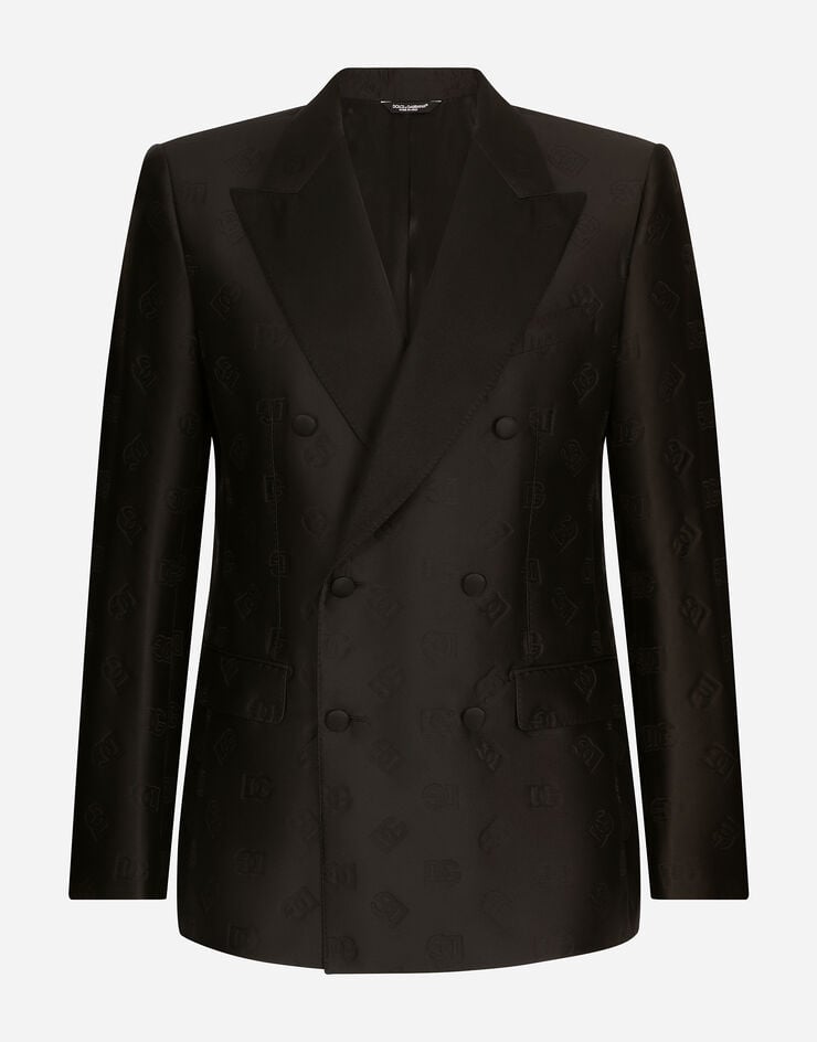 Dolce&Gabbana ダブルブレストタキシードスーツ シチリアフィット DGモノグラム ブラック GKOMMTHJMO3