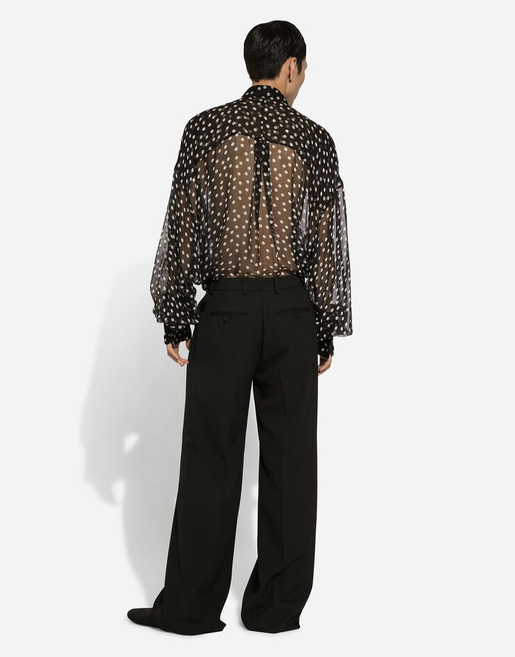 Dolce & Gabbana Super-oversize silk chiffon shirt with polka-dot print Print G5LU6THS1KD