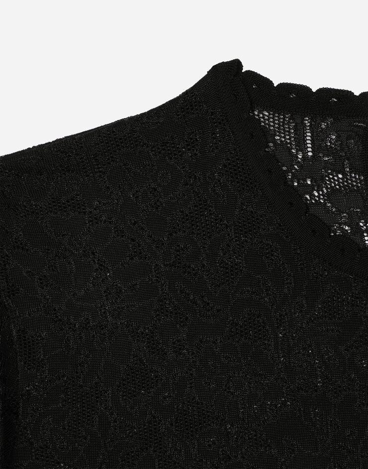 Dolce & Gabbana Round-neck lace-stitch top Black FXD08TJBMR6
