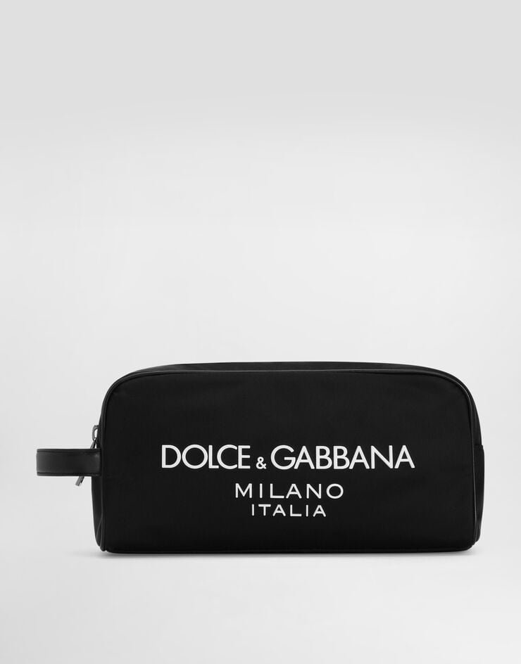 Dolce & Gabbana Nylon toiletry bag with rubberized logo Black BT0989AG182