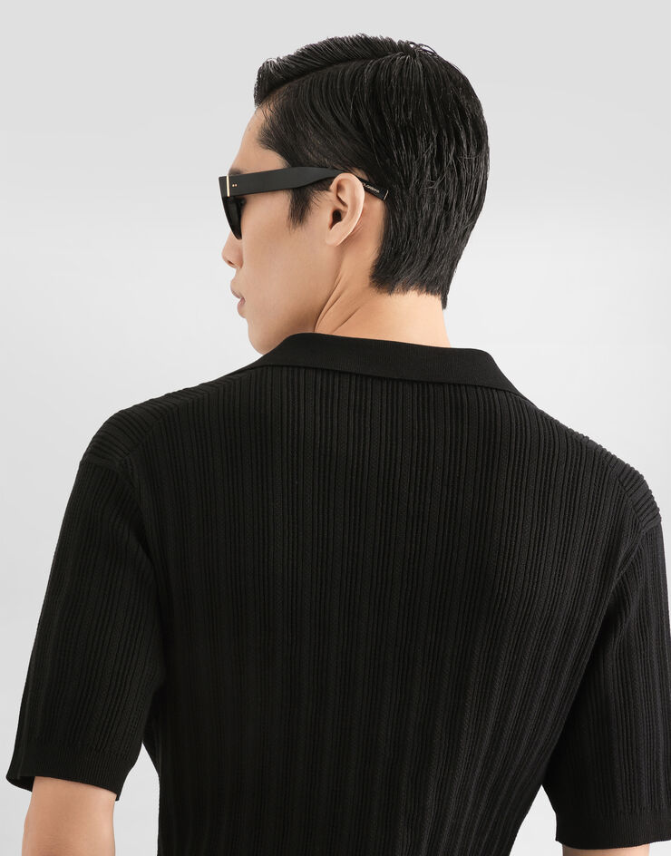 Dolce & Gabbana Polo serafino en algodón Dolce & Gabbana Polo serafino en algodón Black GXZC6ZJBCKV