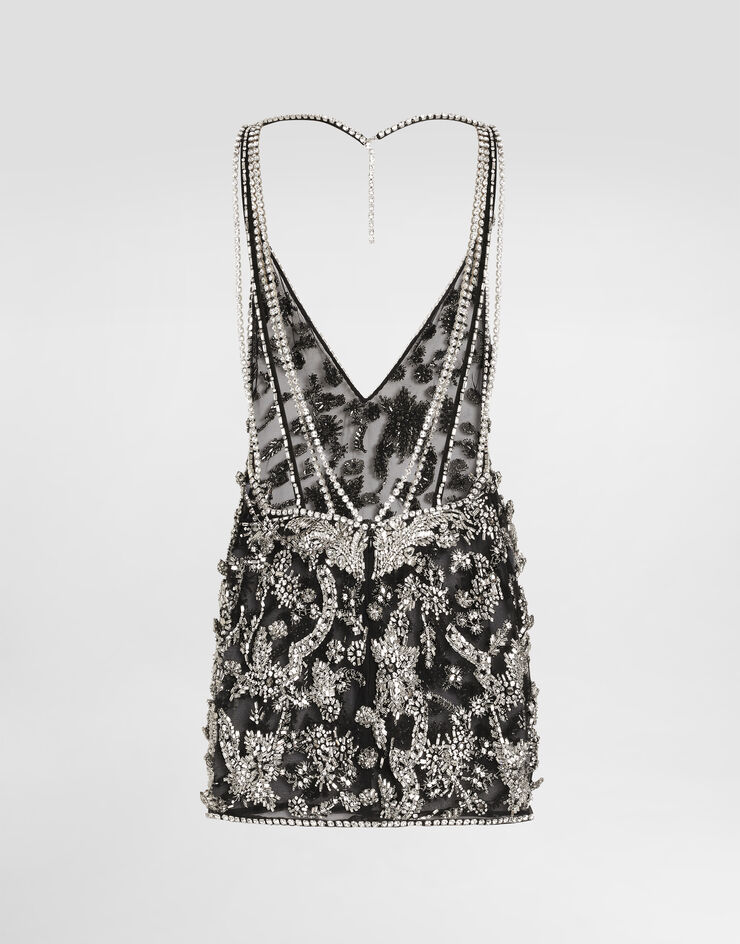 Dolce & Gabbana Robe courte brodée en tulle Multicolor F60EBZGDDF5