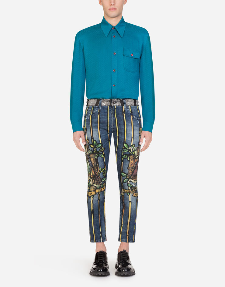 Dolce & Gabbana STRETCH SKINNY JEANS WITH NAPOLEON PRINT MULTICOLORED GYC4LDG8CD3