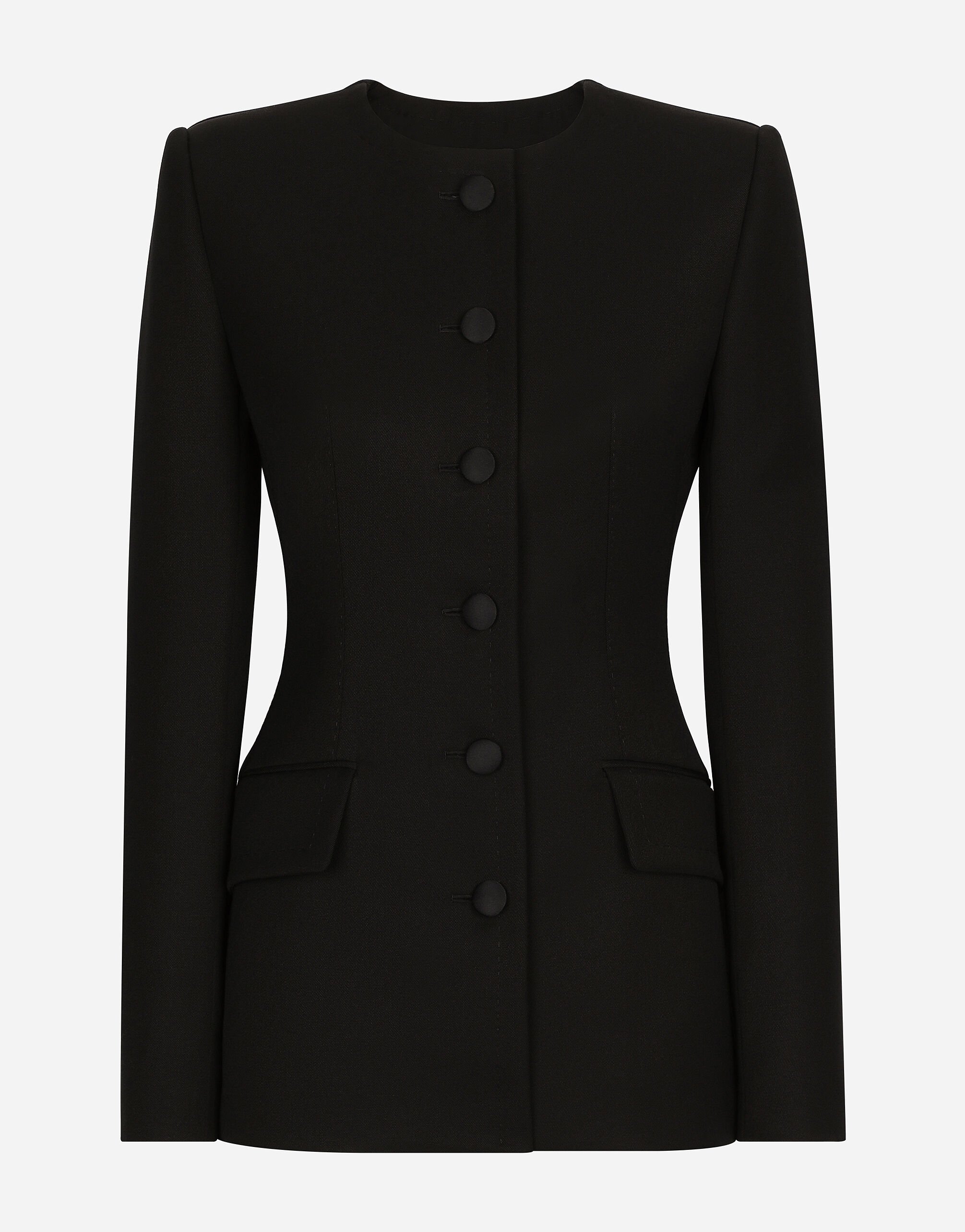Dolce & Gabbana Single-breasted wool crepe jacket Black F27AGTFMTAC