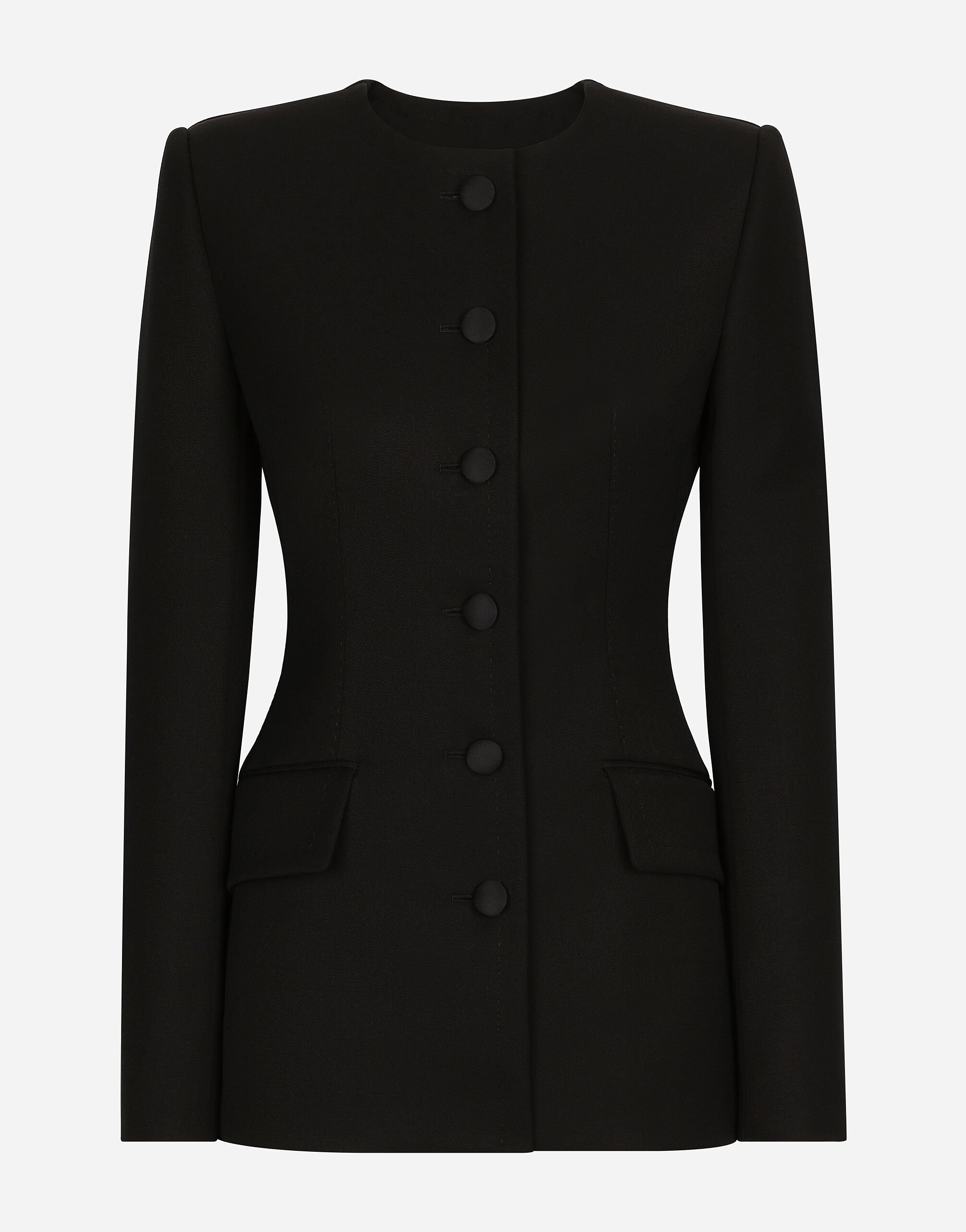Single breasted wool crepe jacket in Black for Women Dolce Gabbana