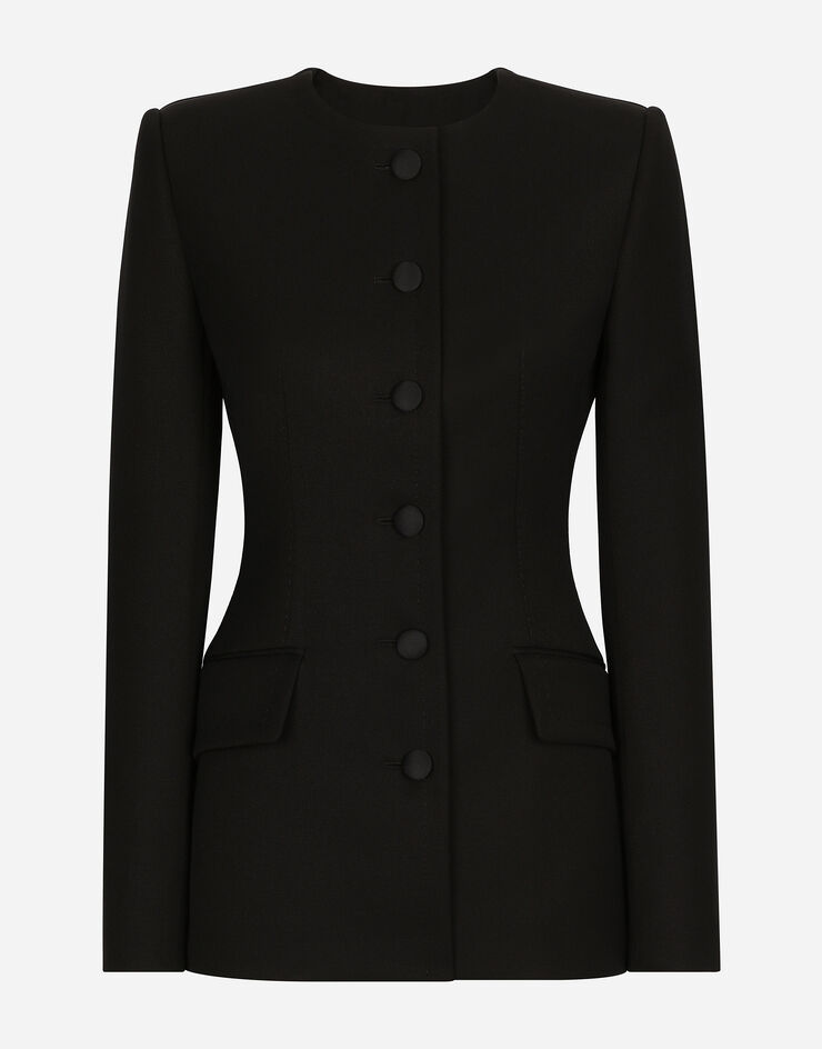 Dolce & Gabbana Single-breasted wool crepe jacket Black F26W2THUMF2
