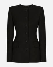 Dolce & Gabbana Single-breasted wool crepe jacket Black F26T2TFUGPO