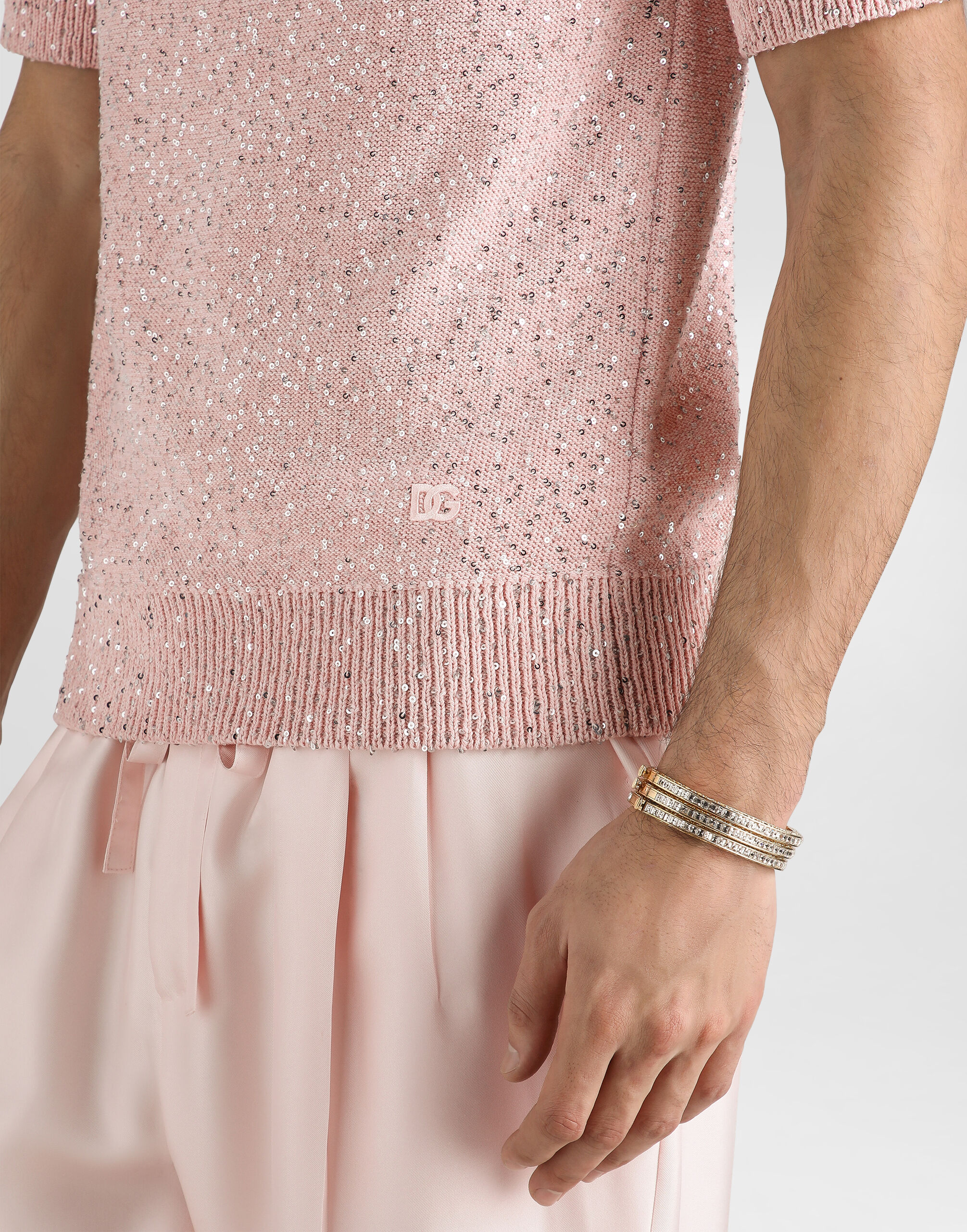 Pinkのメンズ スパンコール ポロシャツ | Dolce&Gabbana®