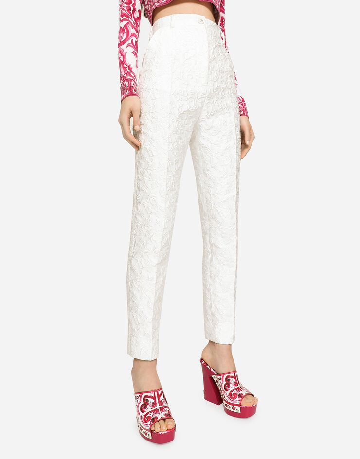 Dolce & Gabbana Pantaloni in broccato Bianco FTAM2THJMO9