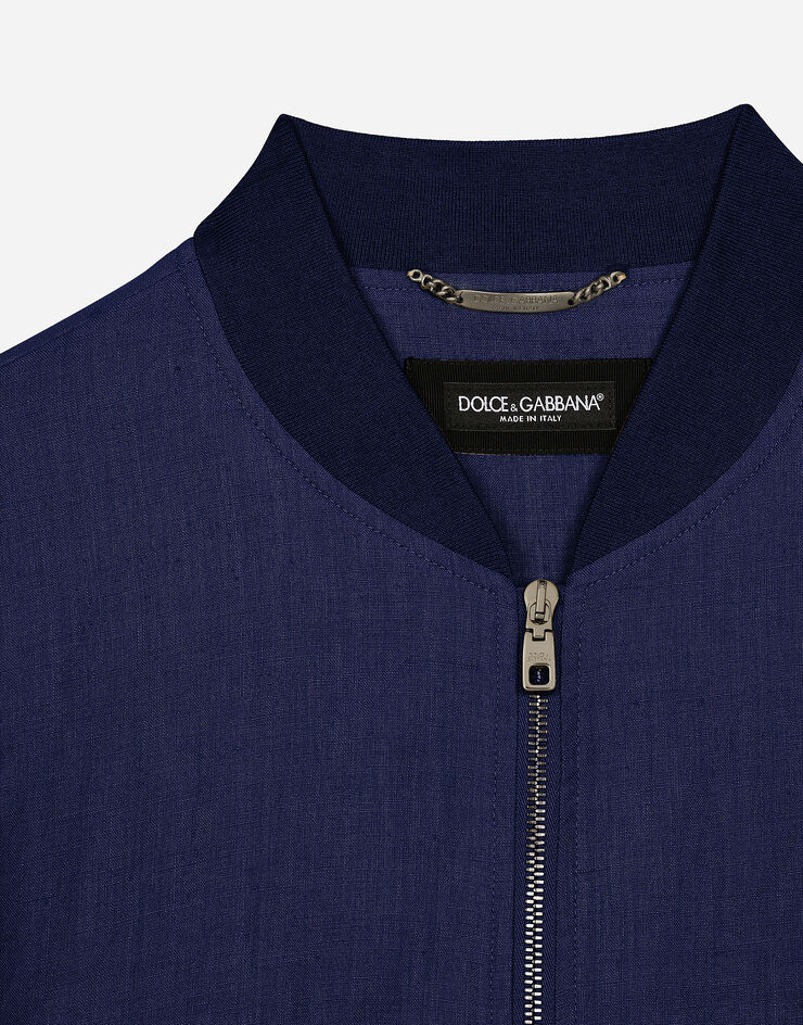 Dolce & Gabbana Unlined linen bomber jacket Blue G9BFNTFU4K6