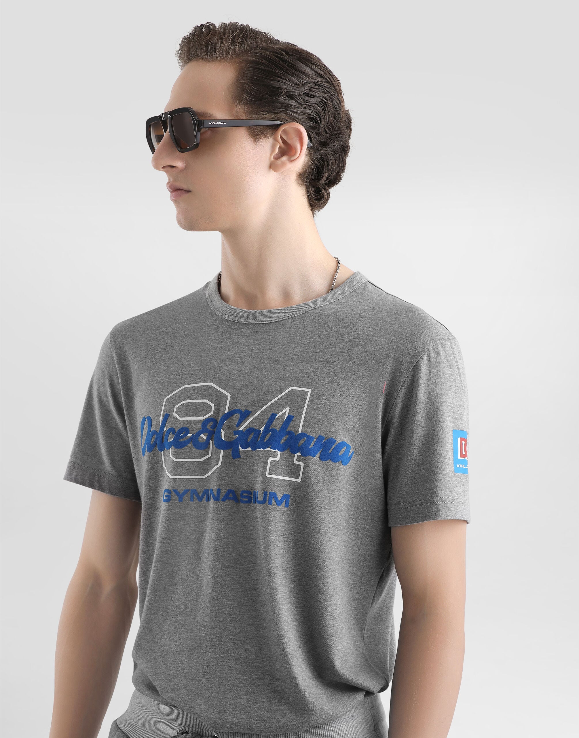 Cotton t-shirt with print in Grey for Men | Dolce&Gabbana® US