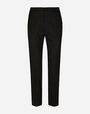 Dolce & Gabbana Leopard-print wool jacquard tuxedo pants Black G5GD0ZGEY84