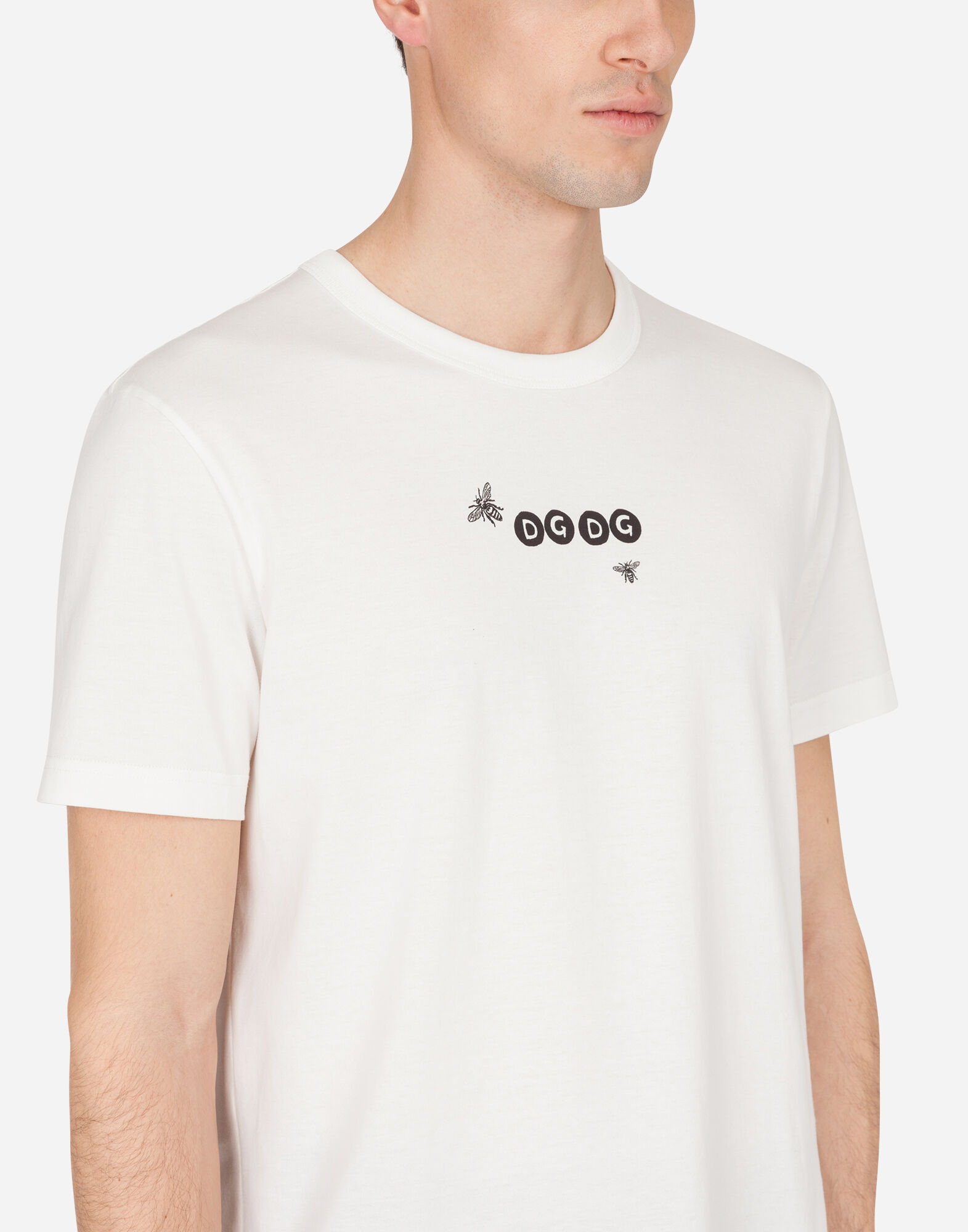 【Dolce&Gabbana】プリント入りコットンTシャツ Tシャツ コットン DGプリント