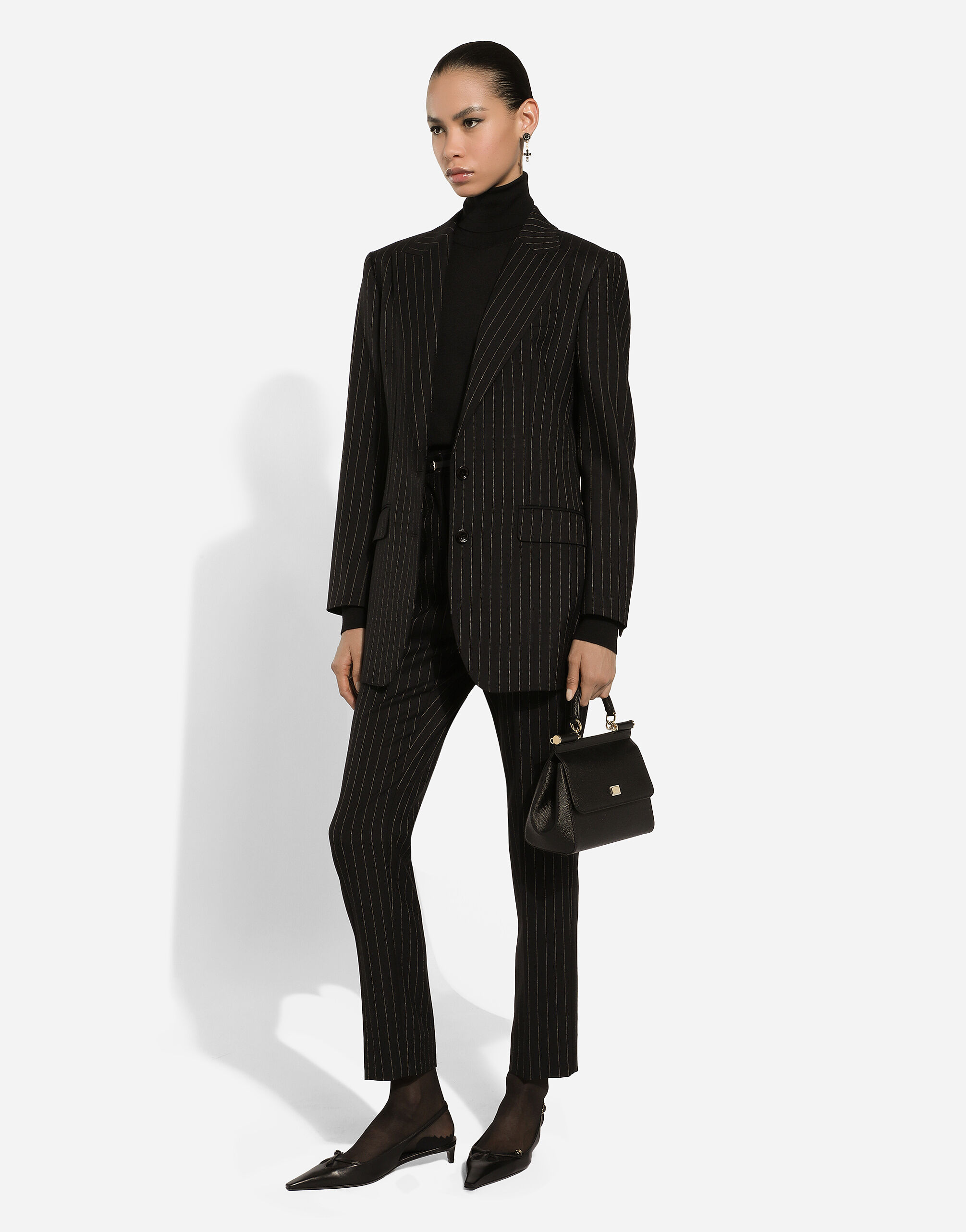 DOLCE&GABBANA ストライプ シングルブレスト ジャケット マルチカラーのウィメンズ ピンストライプ ウール シングル