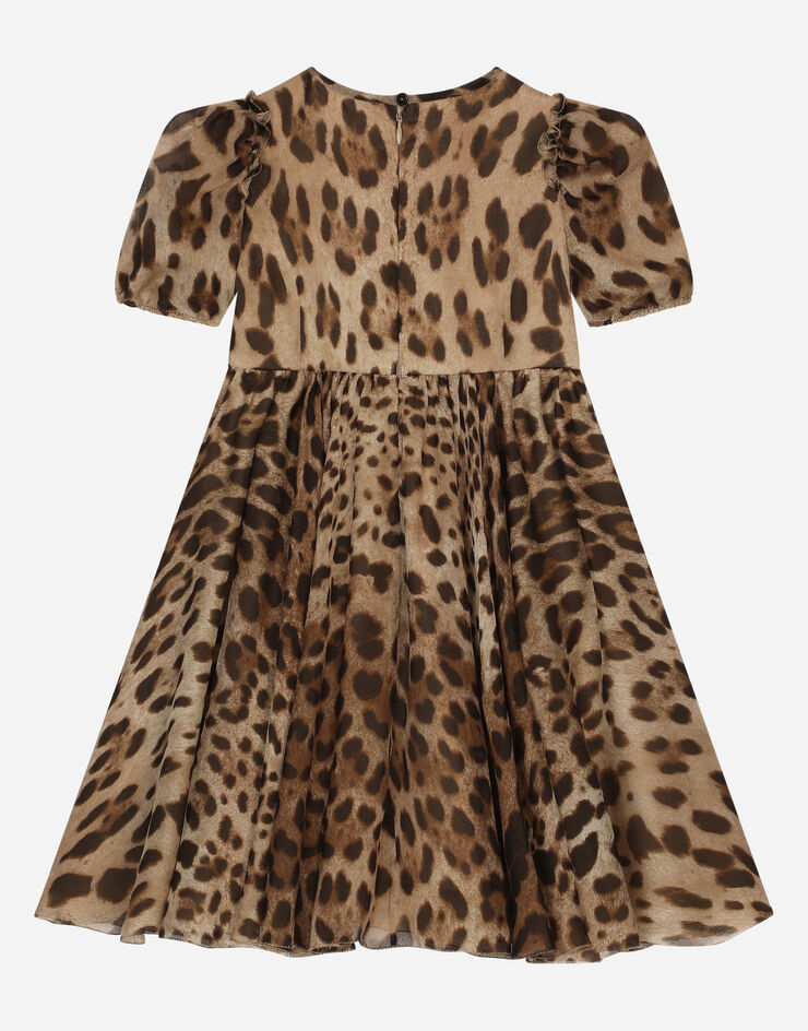 Dolce & Gabbana Vestido midi de chifón con estampado de leopardo Estampado Animalier L53DF9FS1AR