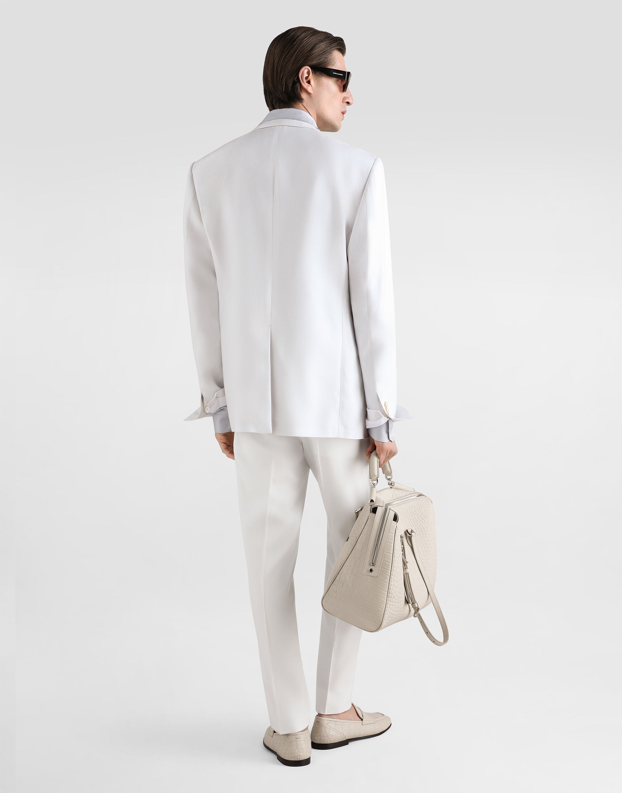 Sicilia light double-breasted viscose jacket in White for Men