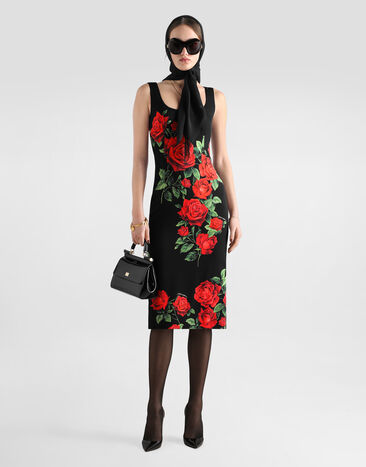Dolce & Gabbana Rose-print charmeuse dress Multicolor F622MTFSA9R