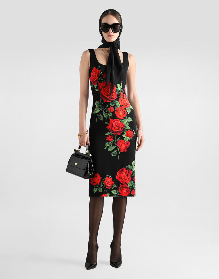 Dolce & Gabbana Rose-print charmeuse dress Multicolor F622MTFSA9R