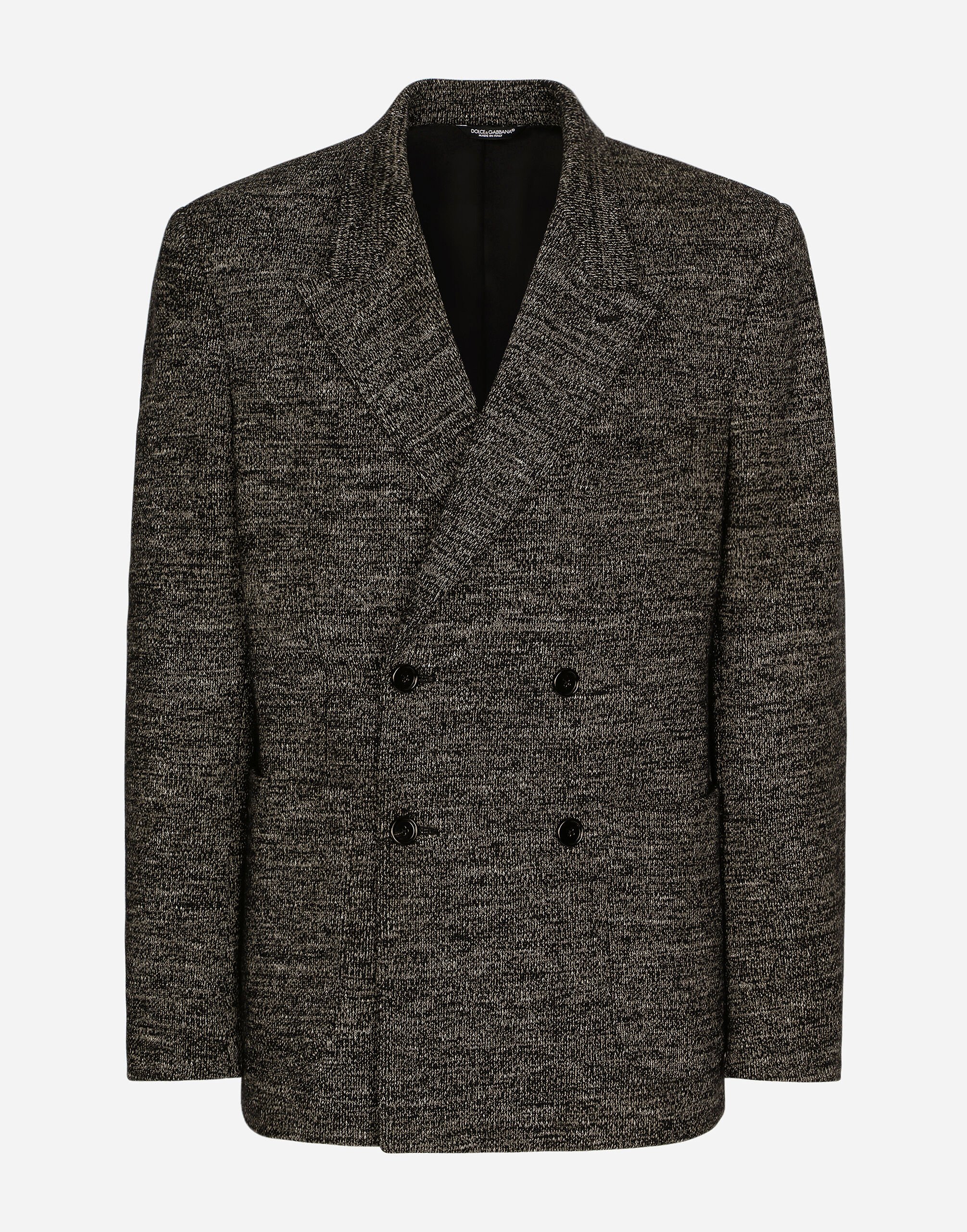 Dolce & Gabbana Double-breasted cotton and wool jersey jacket Black G9ZU0ZG7K4P