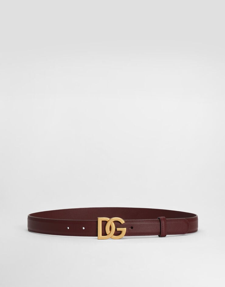 Dolce & Gabbana Calfskin belt with DG logo Dolce & Gabbana Calfskin belt with DG logo Bordeaux BE1447AK274