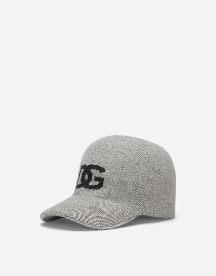 Dolce & Gabbana Cashmere baseball cap with DG logo Grey GXS94TJAWXX