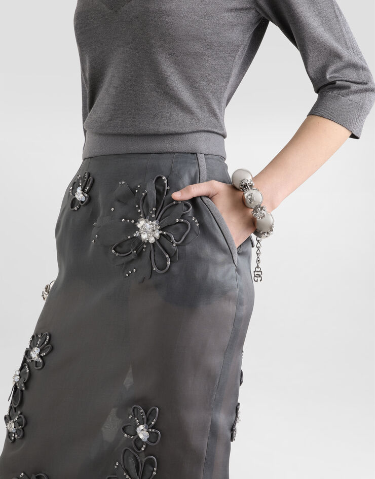Dolce & Gabbana 花卉刺绣欧根纱迷笛半裙 多色 F4C1BZGDCTC