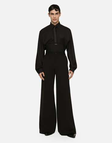 Dolce&Gabbana Рубашка из шерсти и кашемира с фирменной пластинкой черный G5LE2TGG917