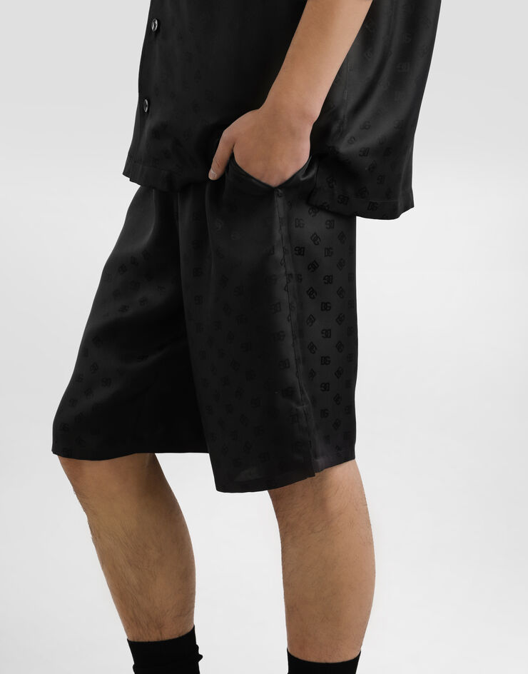 Dolce & Gabbana Pantalón en jacquard con logotipo DG Negro GV37ATFJ1JY