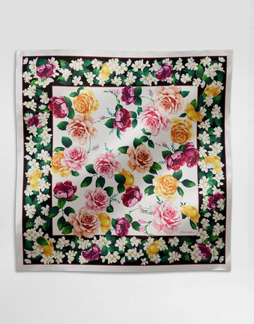 Dolce & Gabbana Floral-print silk twill foulard (90x90) White BB6002B2EM1