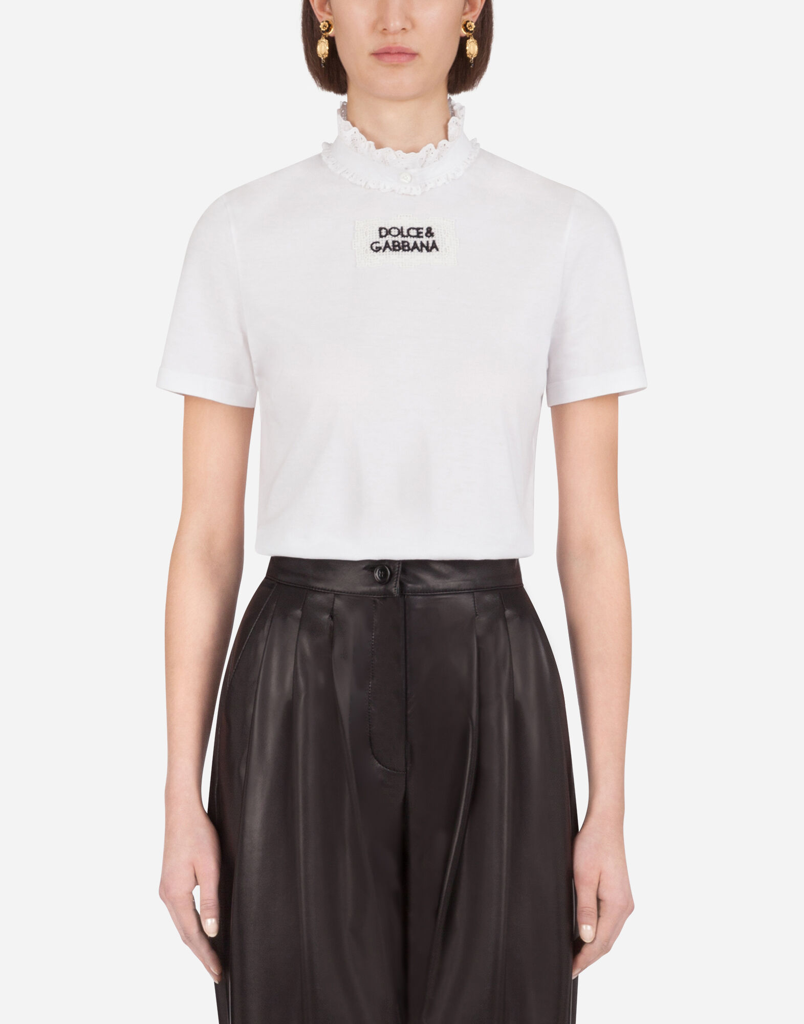 【関税＆送料込み】Dolce & Gabbana Lace T-Shirt DOLCE & GABBANA Top T-shirt White Fashion Sinner Cotton Lace